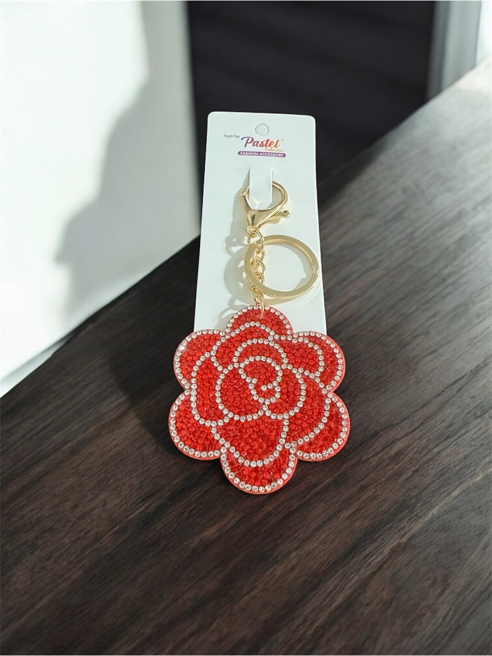 Red Crystal Flower Keychain & Bag Charm